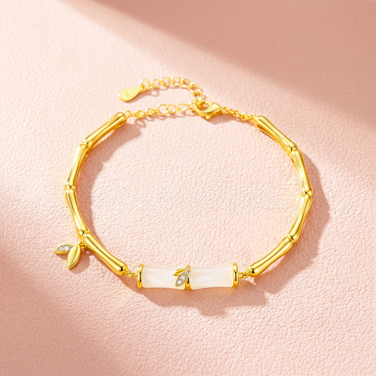Bamboo &amp; White Stone Bracelet | Luxe6688
