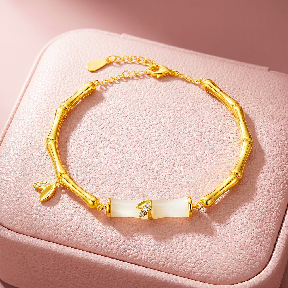 Bamboo & White Stone Bracelet | Luxe6688