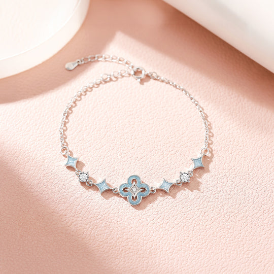 Star Flower Bracelet | Sky Green Enamel &amp; Diamond Simulant | Luxe6693