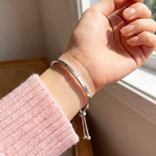 Adjustable Flat Cuff Bangle Bracelet | Stainless Steel | Luxe6694