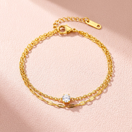 Double Chain Solitaire Bracelet | Luxe6699