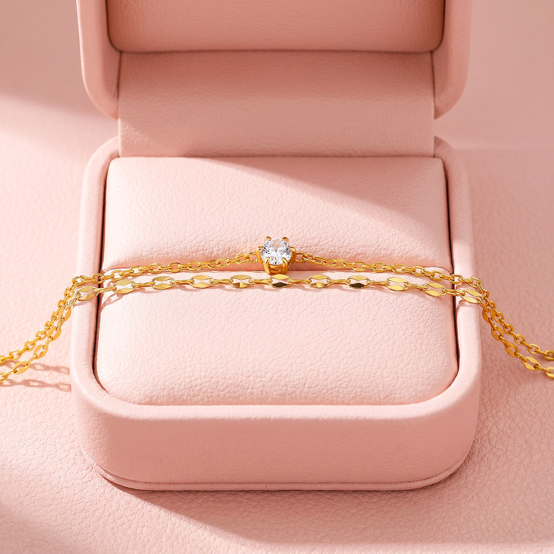 Double Chain Solitaire Bracelet | Luxe6699