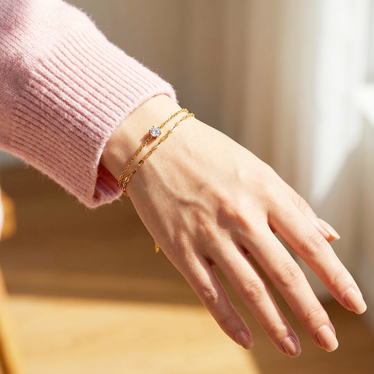 Double Chain Solitaire Bracelet | Luxe6699