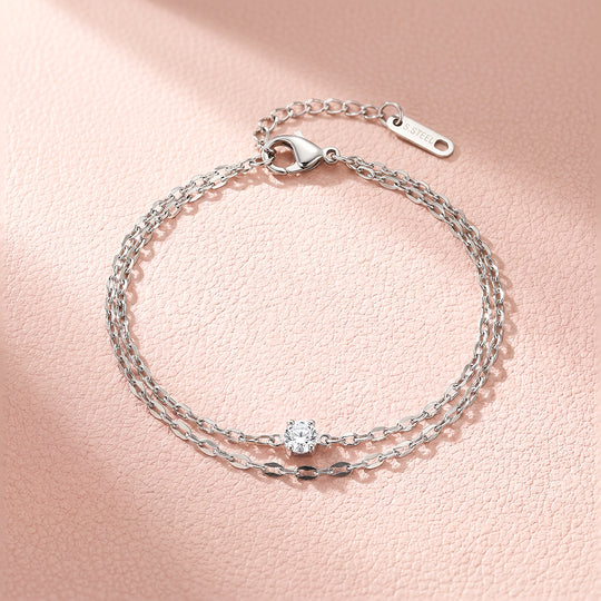 Double Chain Solitaire Bracelet | Luxe6699