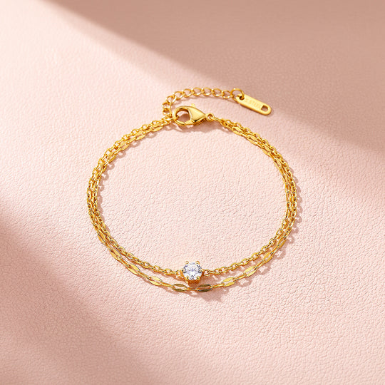Double Chain Solitaire Bracelet | Luxe6699