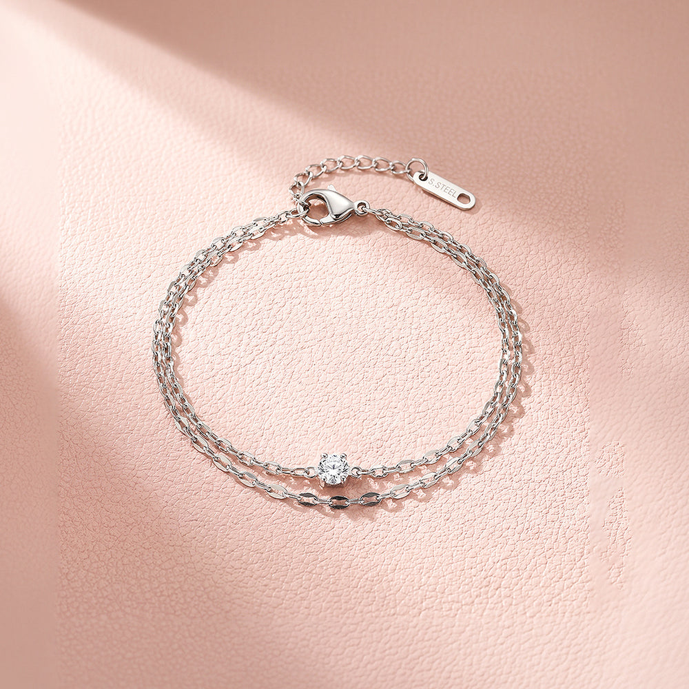 Double Chain Solitaire Bracelet | Luxe6699