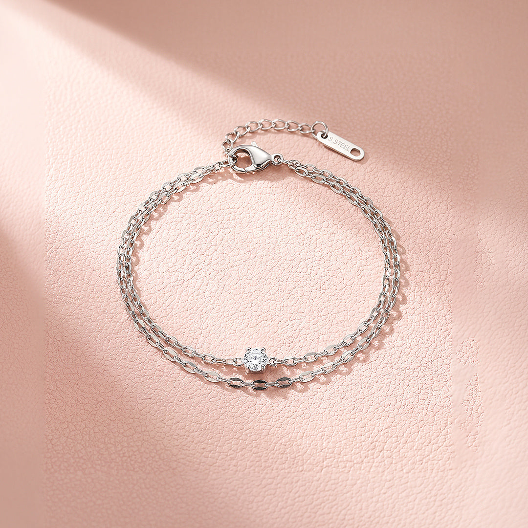 Double Chain Solitaire Bracelet | Luxe6699
