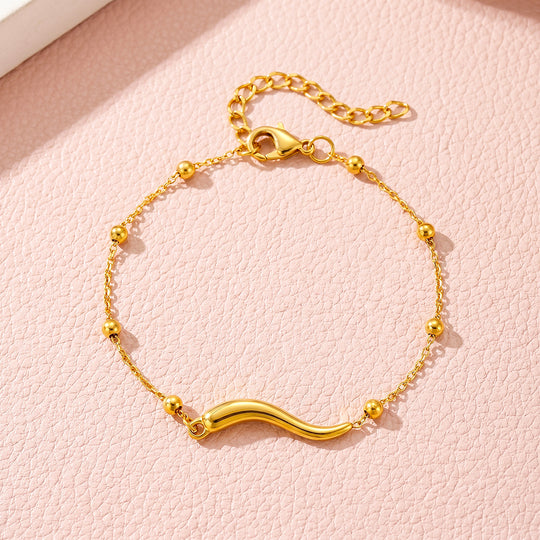 Wave Bar Beaded Chain Bracelet | Luxe6702