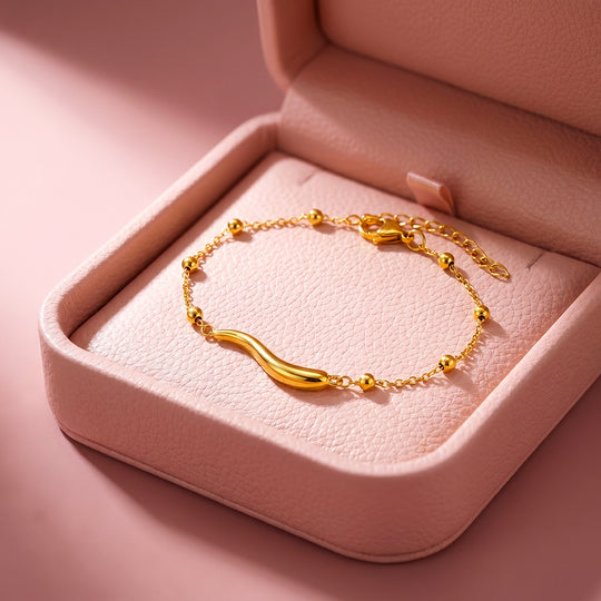 Wave Bar Beaded Chain Bracelet | Luxe6702