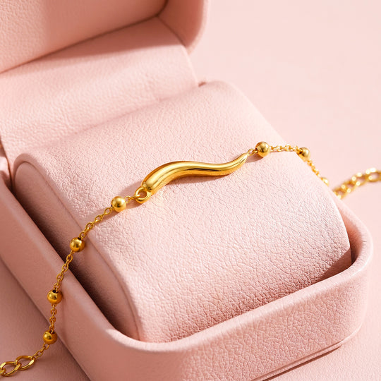 Wave Bar Beaded Chain Bracelet | Luxe6702