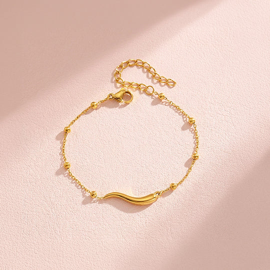 Wave Bar Beaded Chain Bracelet | Luxe6702