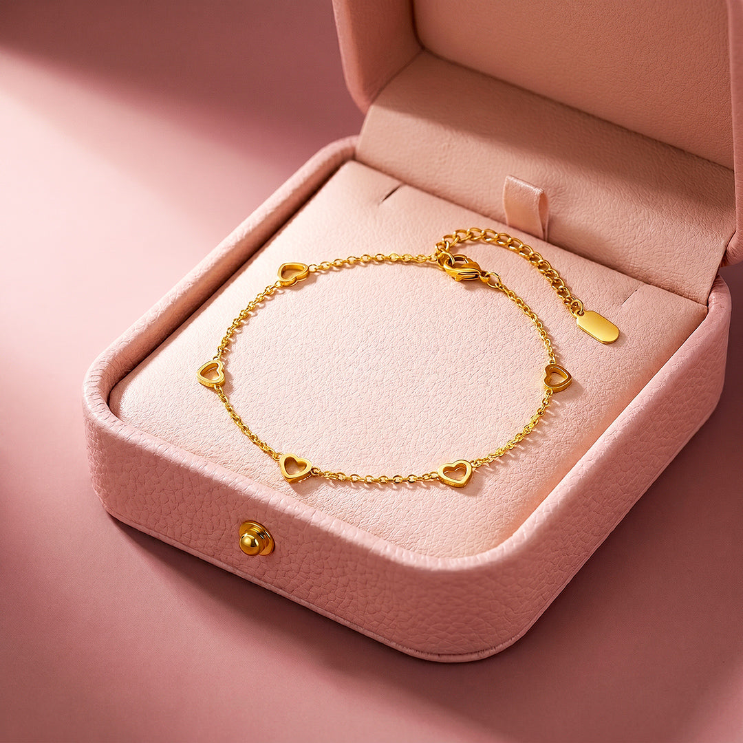 Open Mini Hearts Chain Bracelet | Luxe6710