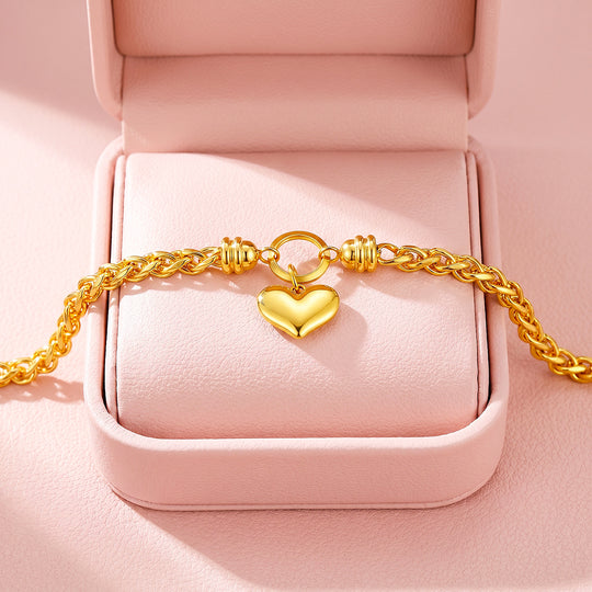 Puffy Heart Wheat Chain Bracelet | Luxe6712