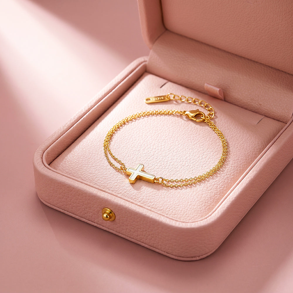 Cross With Double Chain Bracelet | Luxe6714