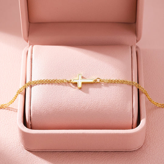 Cross With Double Chain Bracelet | Luxe6714