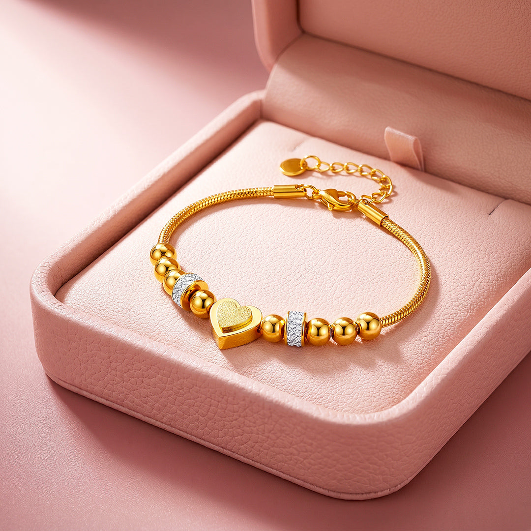 Heart Bead Chain Bracelet | Luxe6715