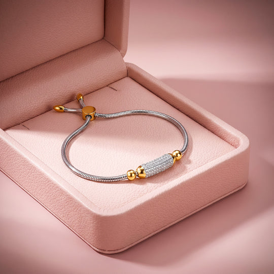 Pavé Cylinder Adjustable Chain Bracelet | Luxe6719
