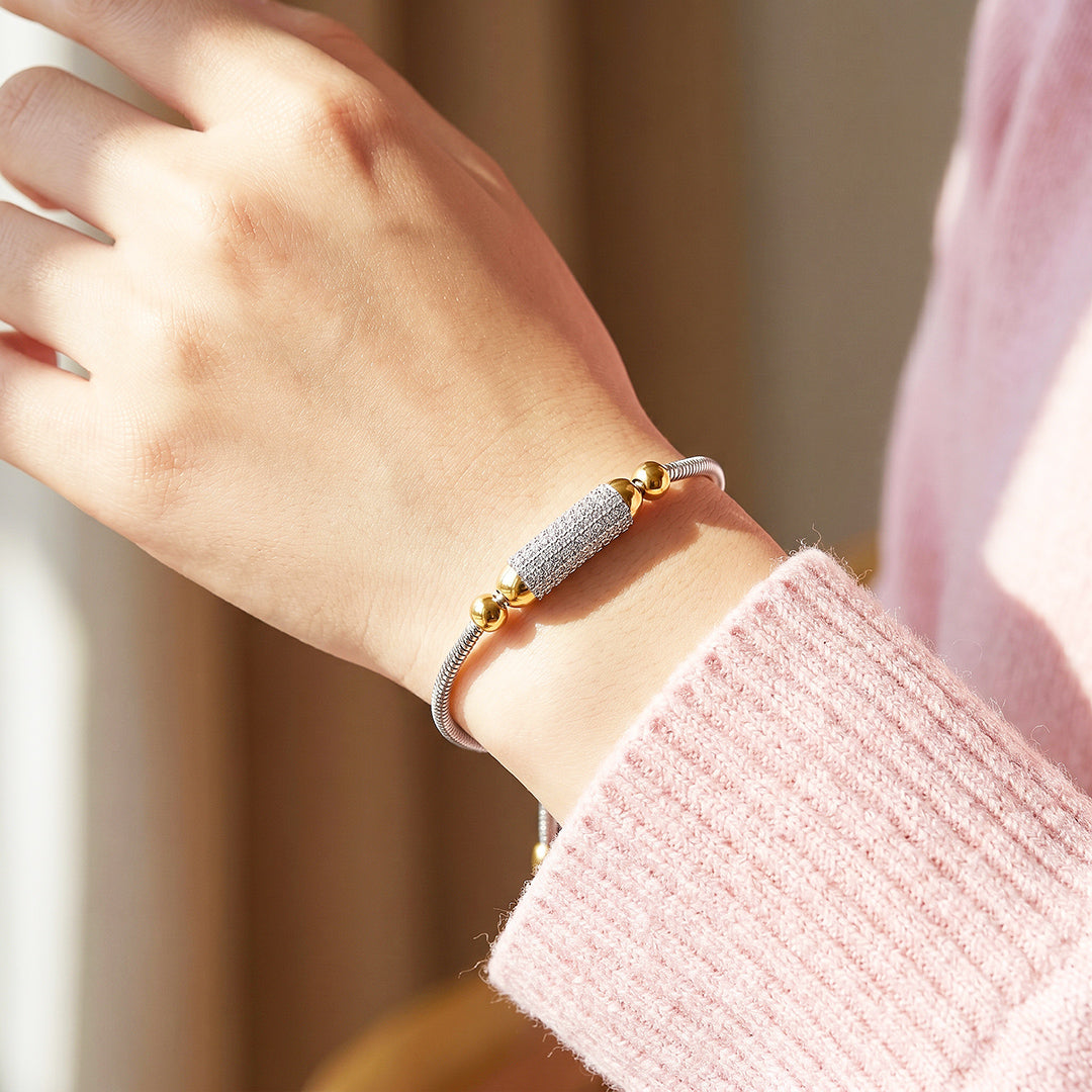 Pavé Cylinder Adjustable Chain Bracelet | Luxe6719