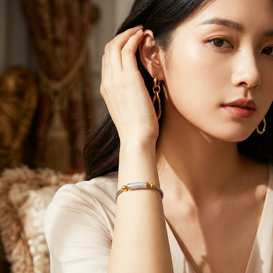 Pavé Cylinder Adjustable Chain Bracelet | Luxe6719