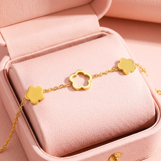 Five Clover Station Chain Bracelet | Luxe6725