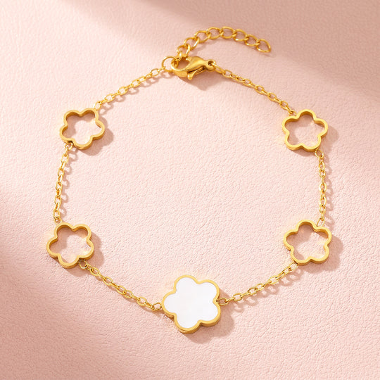 Five Clover Station Chain Bracelet | Luxe6725