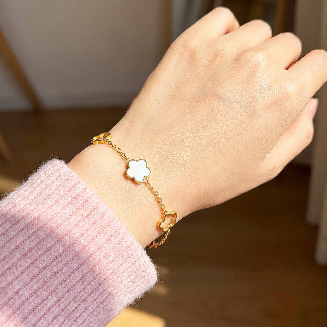 Five Clover Station Chain Bracelet | Luxe6725