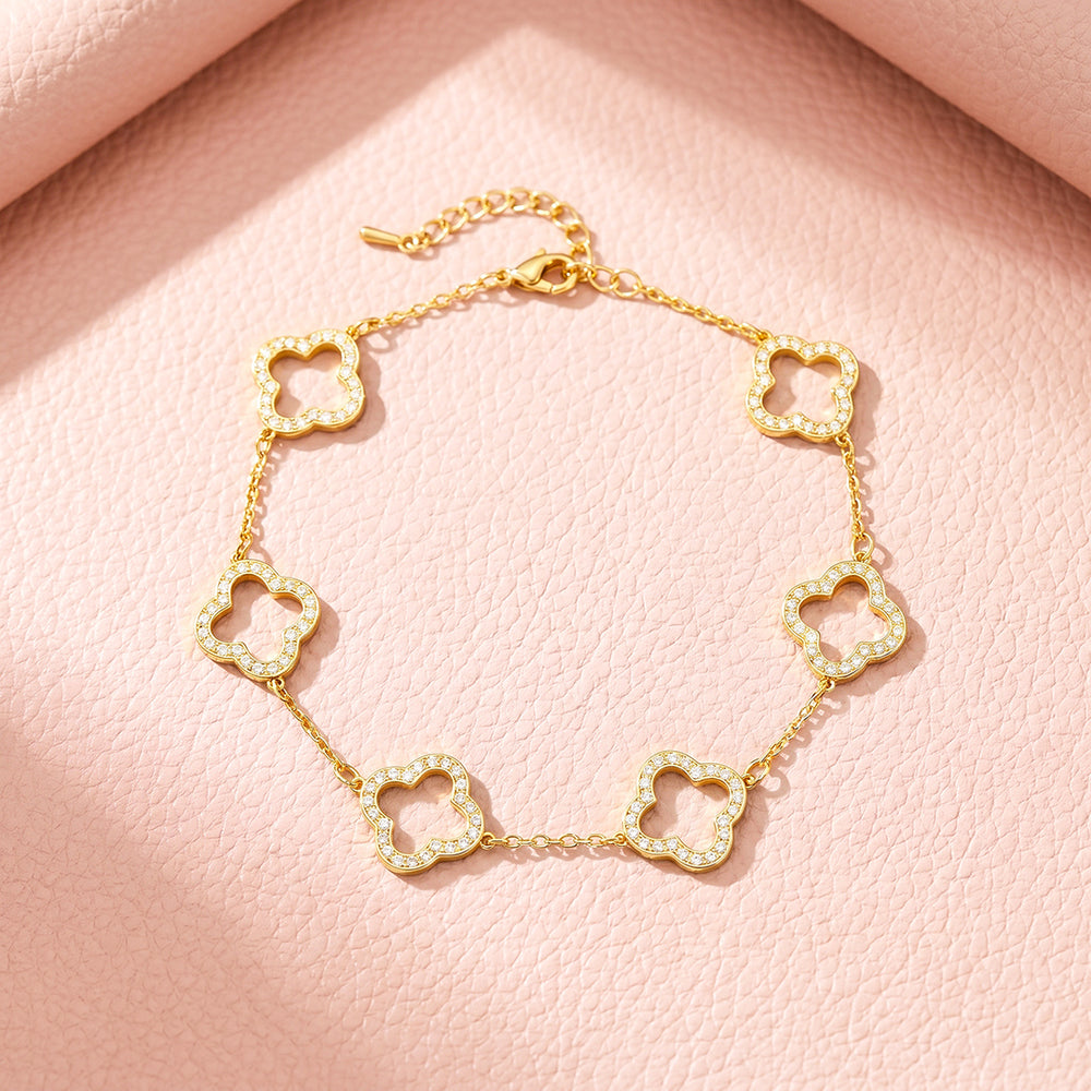 Pavé Clover Open Station Chain Bracelet | Luxe6728