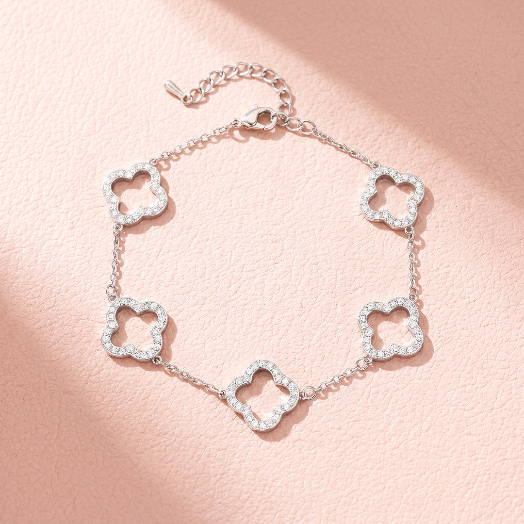 Pavé Clover Open Station Chain Bracelet | Luxe6728