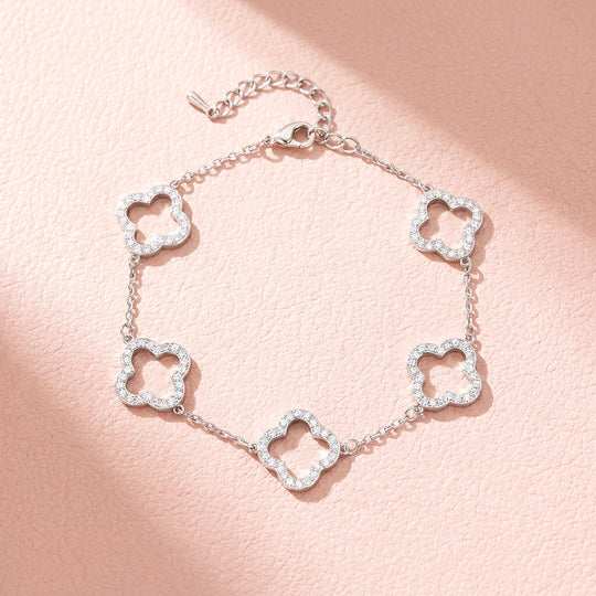 Pavé Clover Open Station Chain Bracelet | Luxe6728