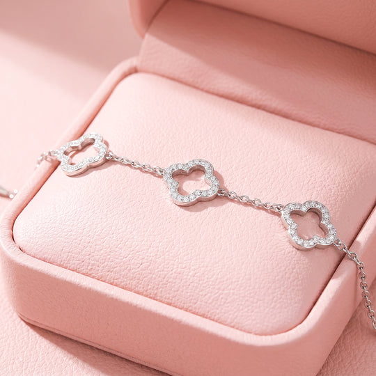 Pavé Clover Open Station Chain Bracelet | Luxe6728
