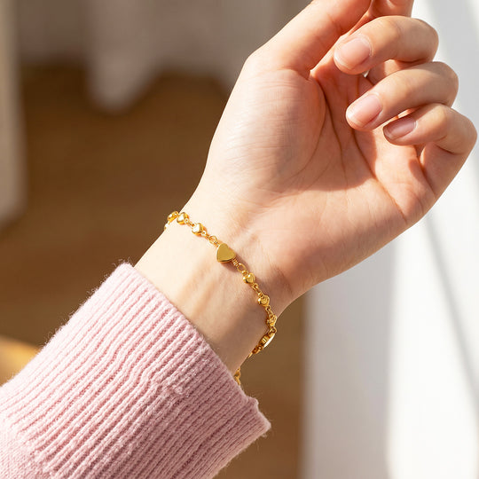 Polished Heart Link Chain Bracelet | Luxe6730