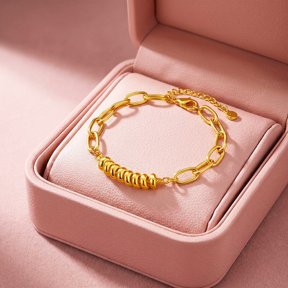 Twisted Bead Paperclip Chain Bracelet | Luxe6731
