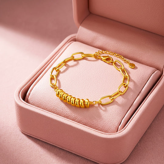 Twisted Bead Paperclip Chain Bracelet | Luxe6731