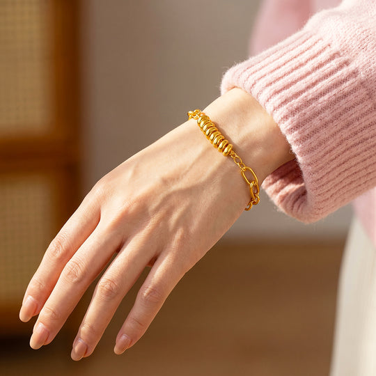 Twisted Bead Paperclip Chain Bracelet | Luxe6731