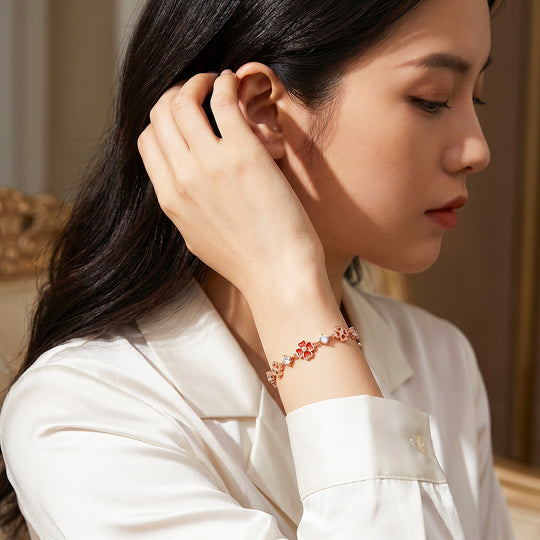 Coral Blossom Station Bracelet | Luxe6741
