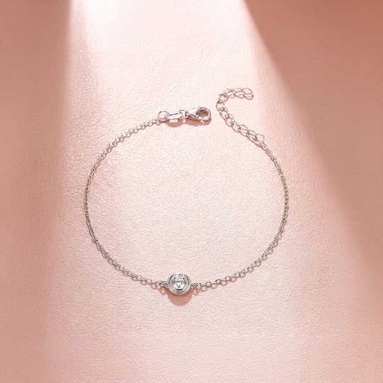 Bezel Solitaire Chain Bracelet | Women&