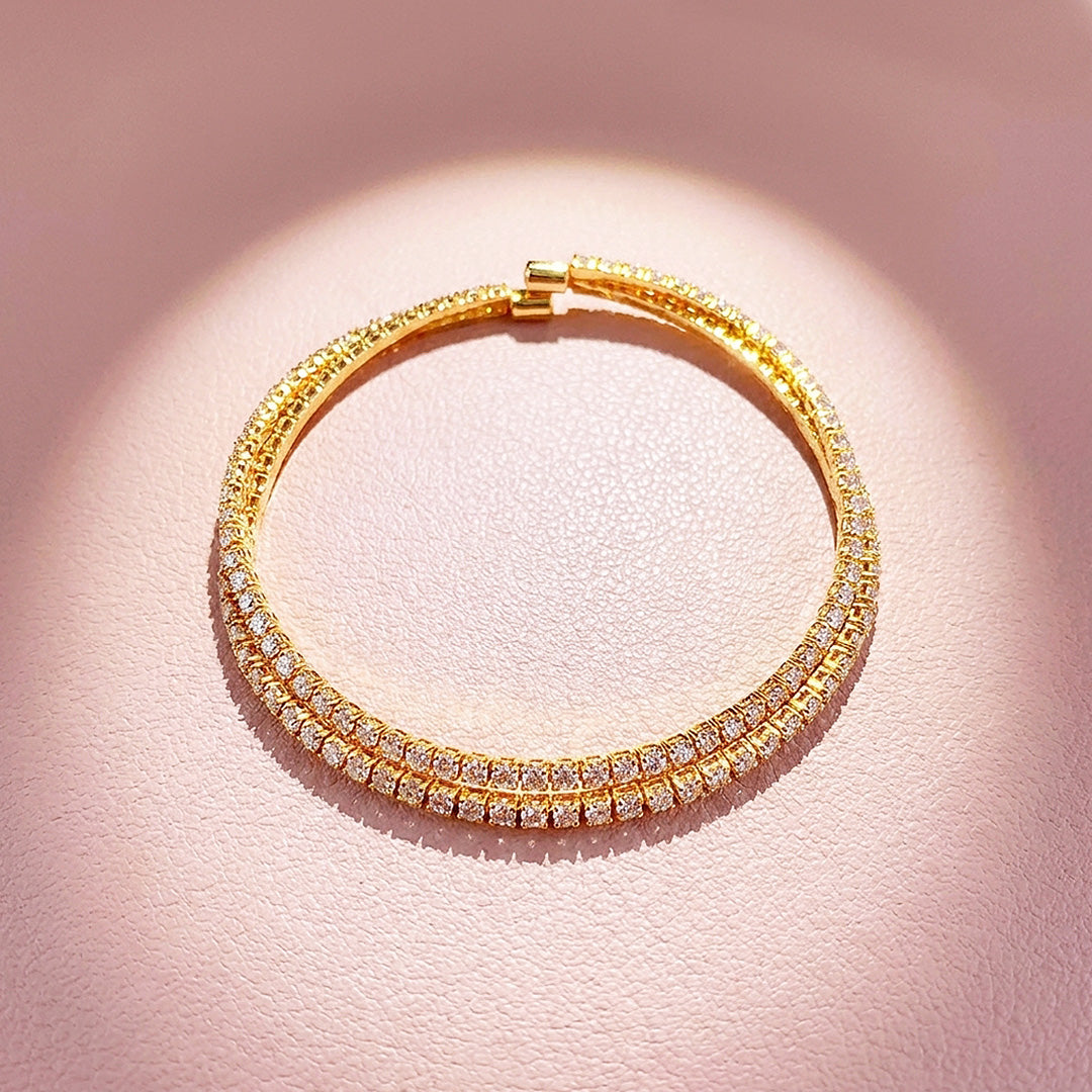 Twisted Double Row Tennis Bangle | Women&