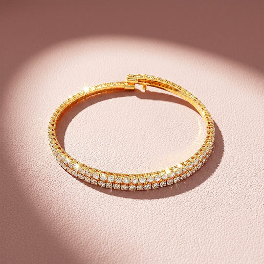 Twisted Double Row Tennis Bangle | Women&