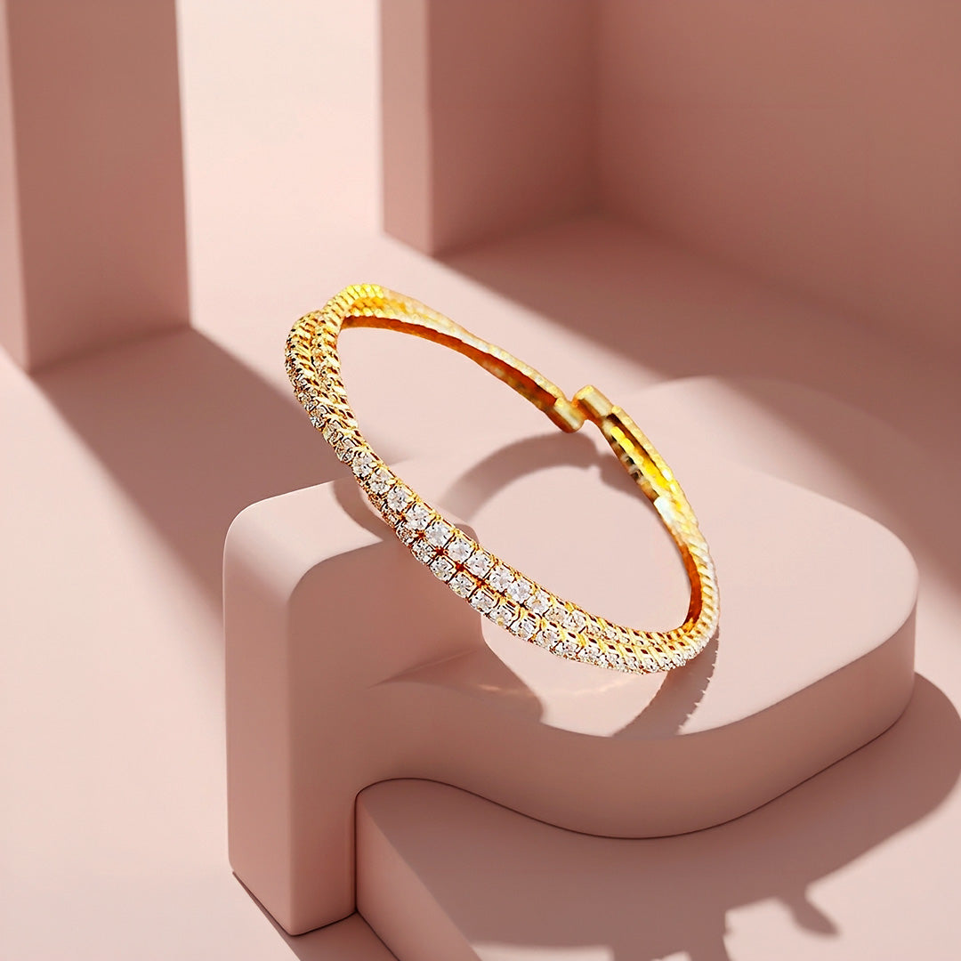 Twisted Double Row Tennis Bangle | Women&