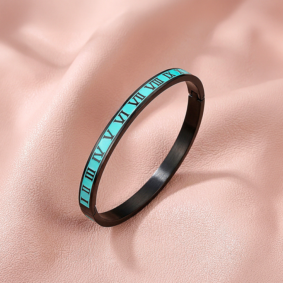 Roman Numeral Enamel Hinged Bangle | Women&