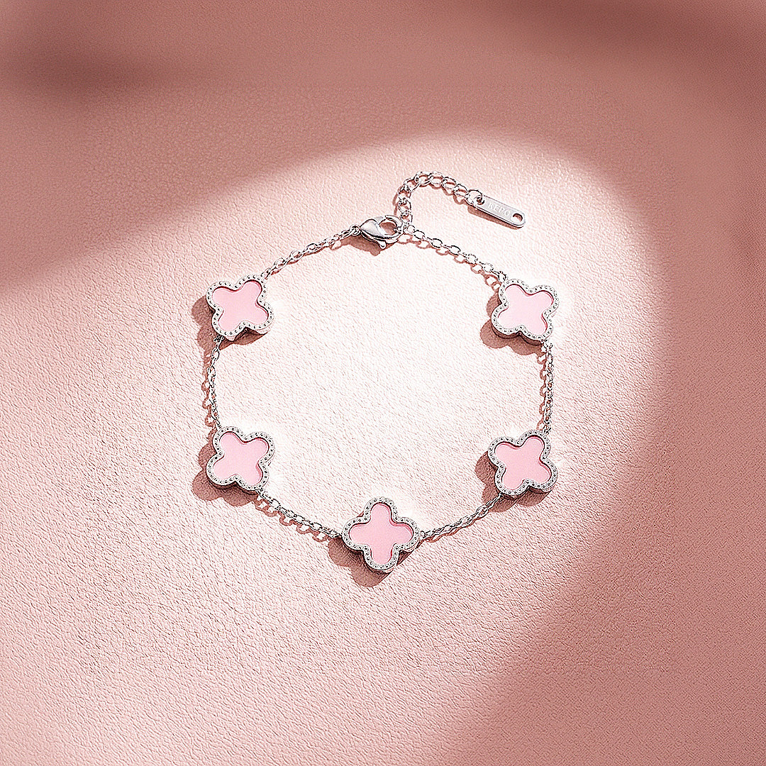 Five-Motif Clover Inlay Chain Bracelet | Women&