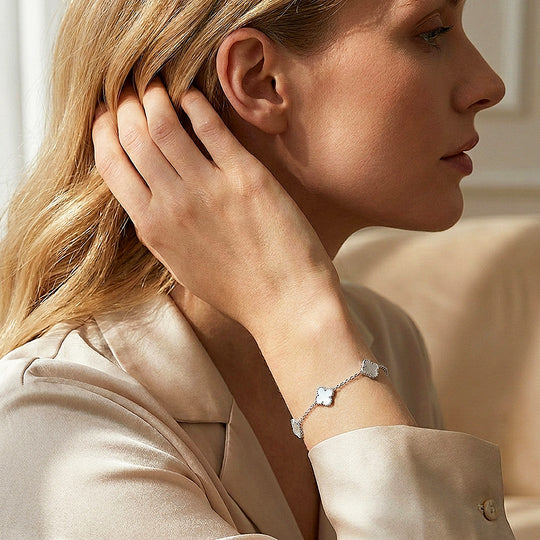 Five-Motif Clover Inlay Chain Bracelet | Women&