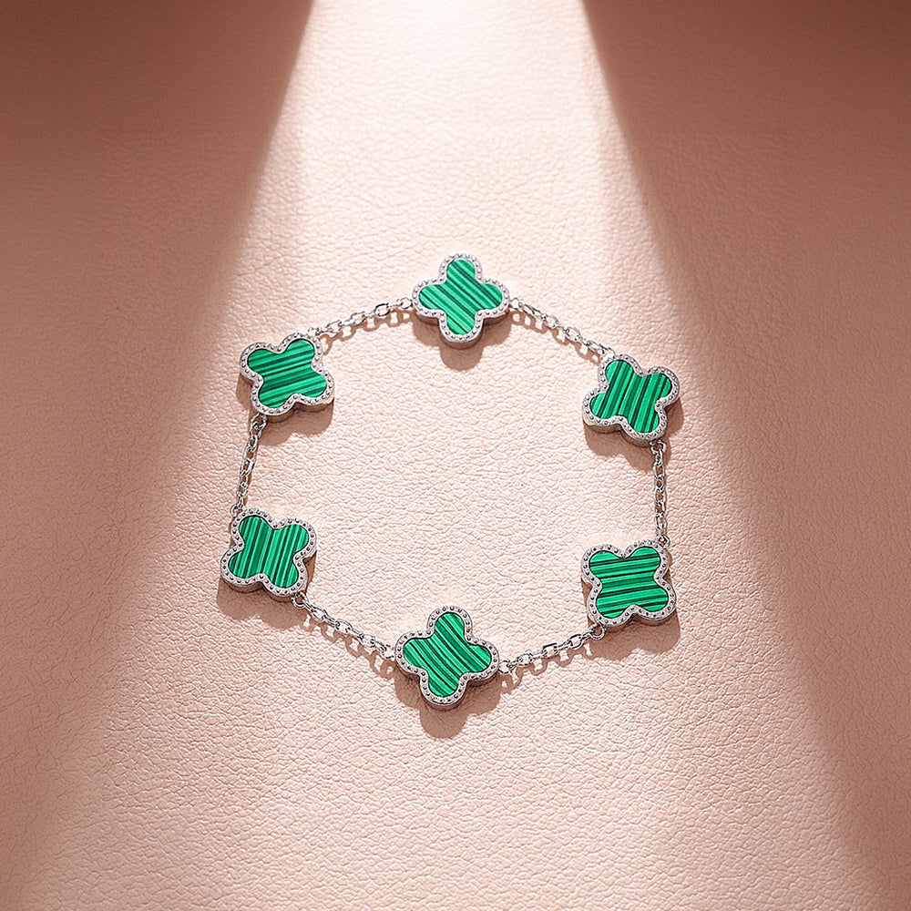 Five-Motif Clover Inlay Chain Bracelet | Women's Bracelet | Luxe6758