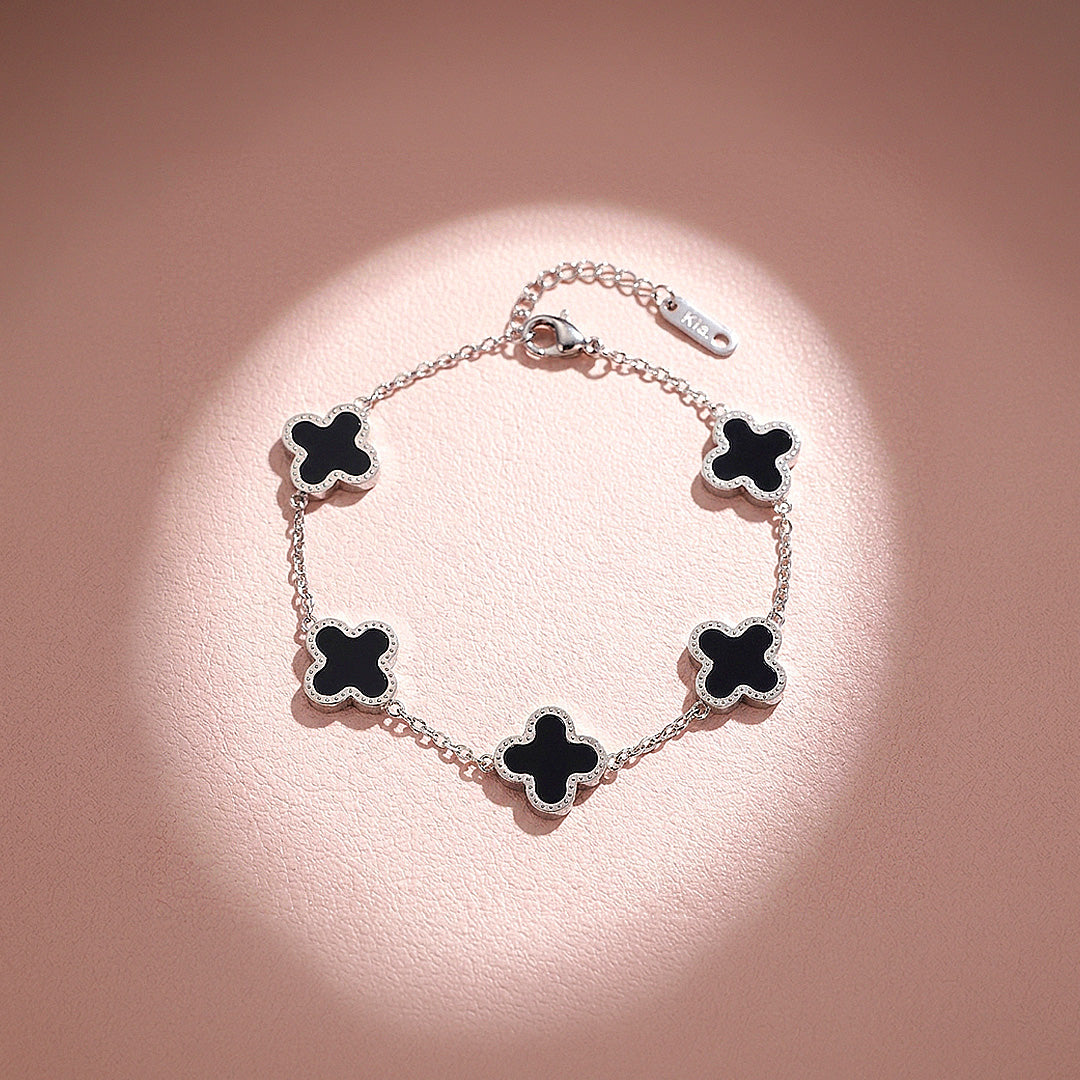 Five-Motif Clover Inlay Chain Bracelet | Women&
