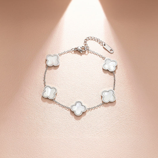 Five-Motif Clover Inlay Chain Bracelet | Women&