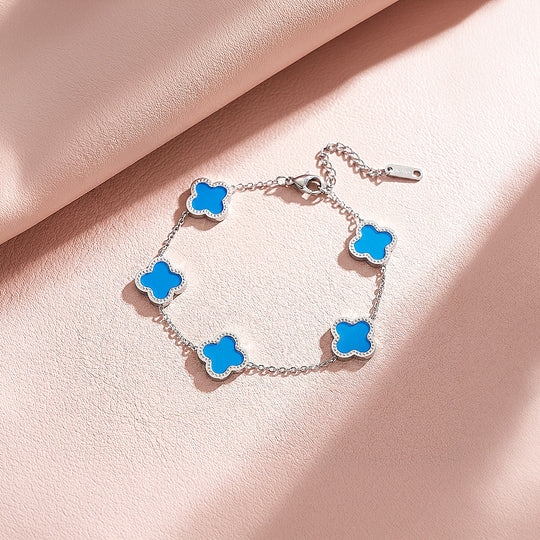 Five-Motif Clover Inlay Chain Bracelet | Women&