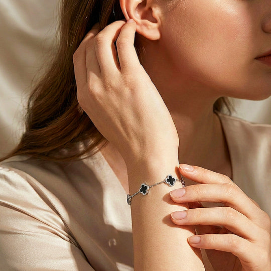Five-Motif Clover Inlay Chain Bracelet | Women&