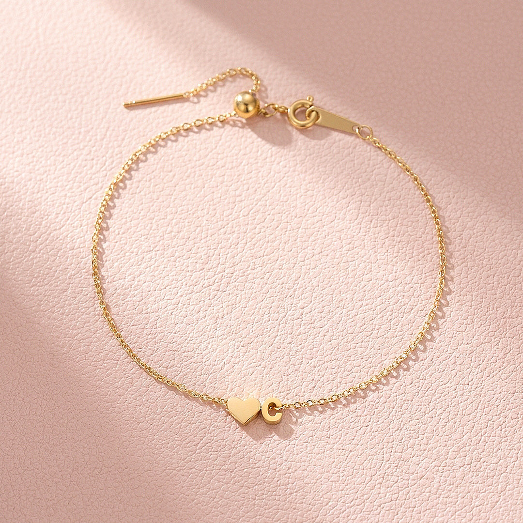 Initial Heart Charm Bracelet | Women&