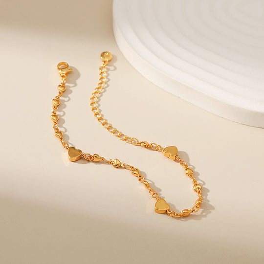 Graduated Heart Charm Chain Bracelet | Women&