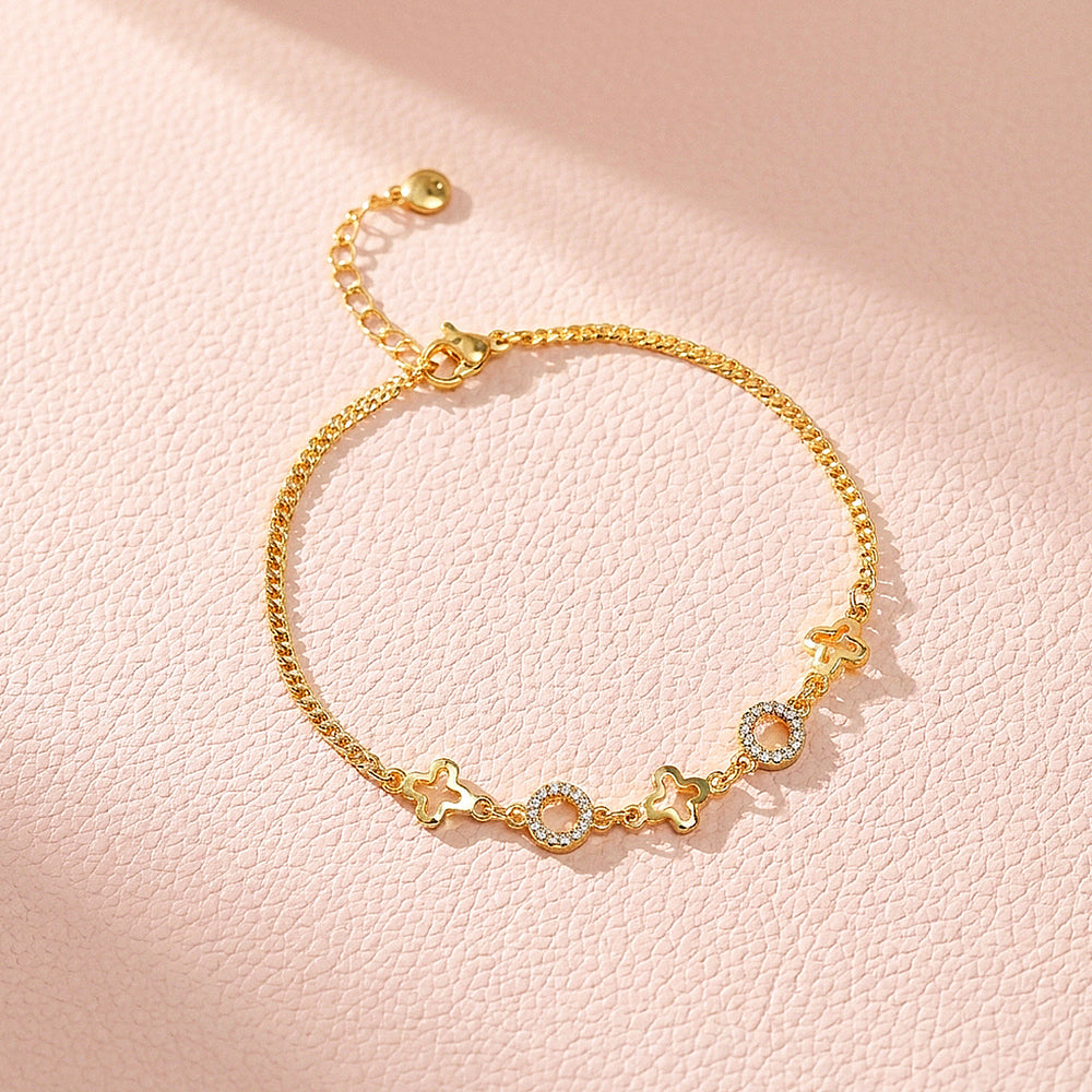 Clover Cross and Pavé Ring Chain Bracelet | Women's Bracelet | Luxe6764